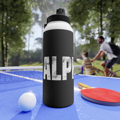Motivational Stainless Steel Water Bottle - Sports Lid, 'ALPHA' Design