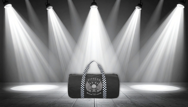 Fitness Skull Duffel Bag — Camo/Checker Gym Travel Bag