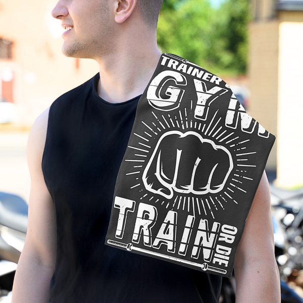 Gym Rally Towel — "Trainer of the Gym or Die Train" Motivational Workout Towel (11x18)