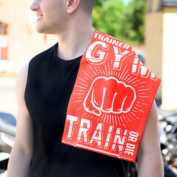 Gym Rally Towel — "Trainer of the Gym or Die Train" Motivational Workout Towel (11x18)