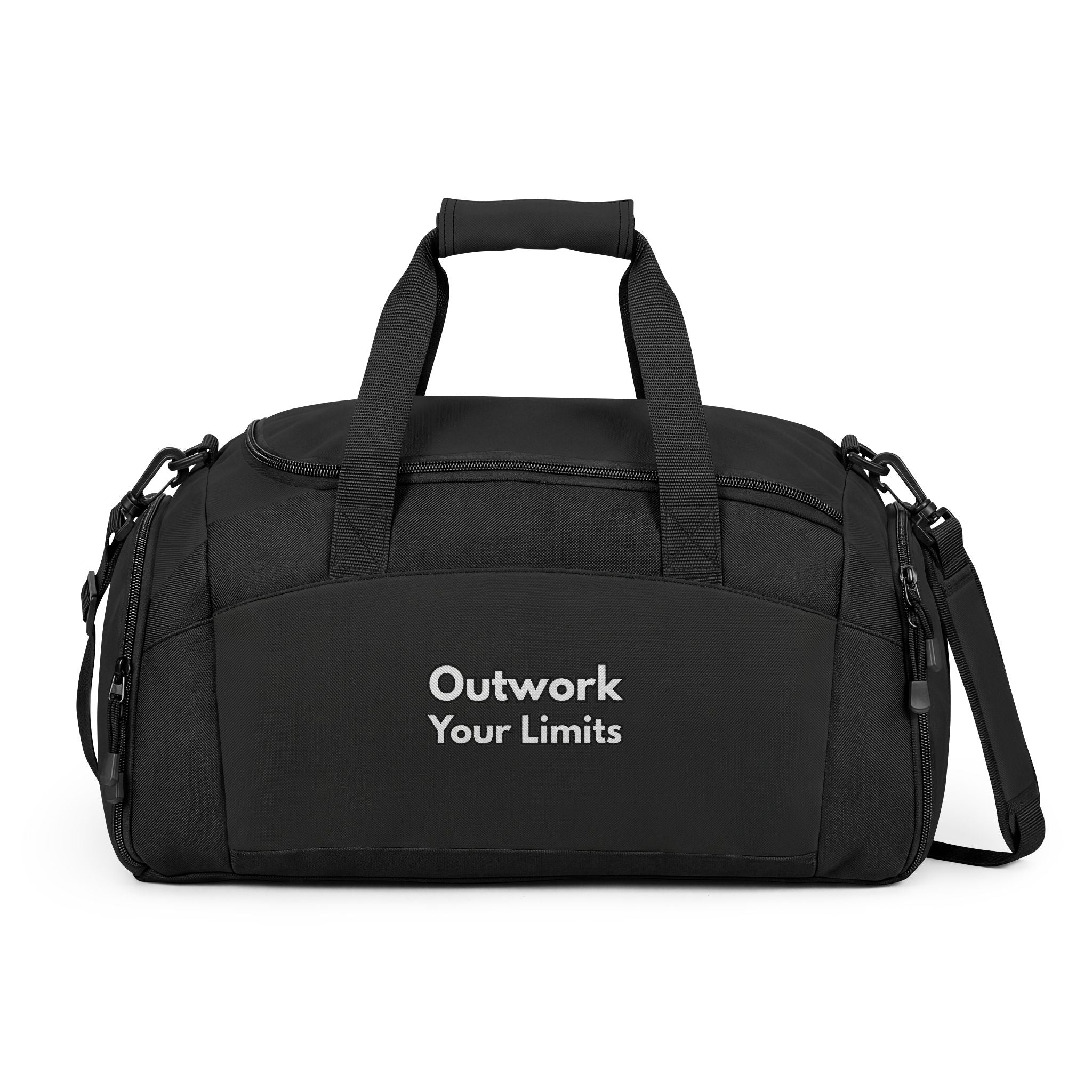 Gym Bag — "Outwork Your Limits" Motivational Duffle for Fitness & Travel