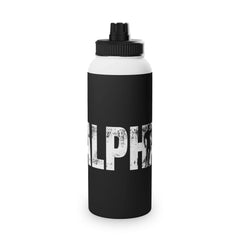 Motivational Stainless Steel Water Bottle - Sports Lid, 'ALPHA' Design