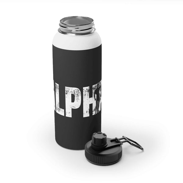 Motivational Stainless Steel Water Bottle - Sports Lid, 'ALPHA' Design