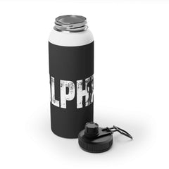 Motivational Stainless Steel Water Bottle - Sports Lid, 'ALPHA' Design