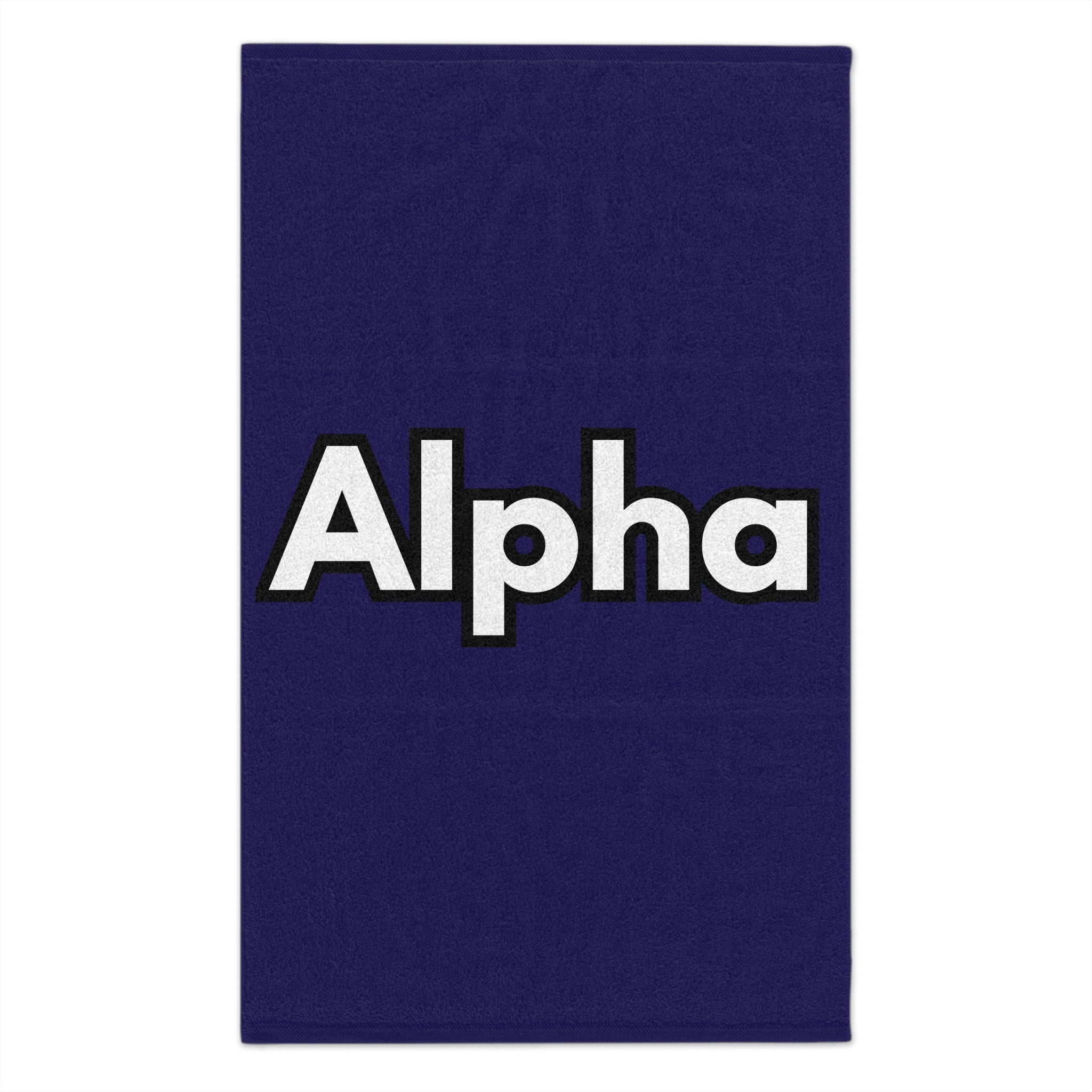 Alpha Rally Towel — 11x18 Spirit Towel with Bold White Logo