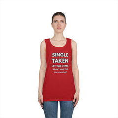 Gym-First Tank Top — "Single, Taken, At The Gym" Casual Workout Tank