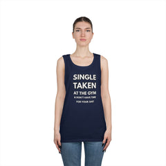 Gym-First Tank Top — "Single, Taken, At The Gym" Casual Workout Tank