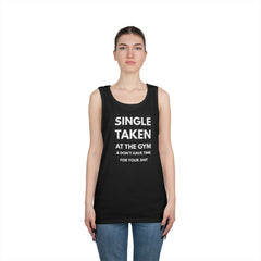 Gym-First Tank Top — "Single, Taken, At The Gym" Casual Workout Tank