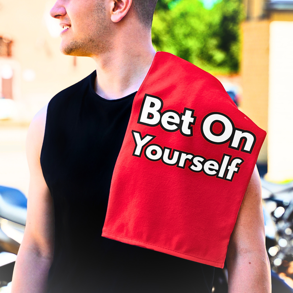 Bet On Yourself Rally Towel — Motivational 11x18 Game Day Towel