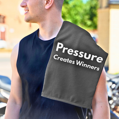 Motivational Rally Towel — "Pressure Creates Winners" (11x18)