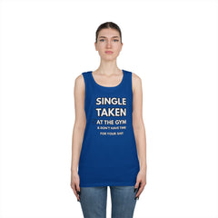 Gym-First Tank Top — "Single, Taken, At The Gym" Casual Workout Tank