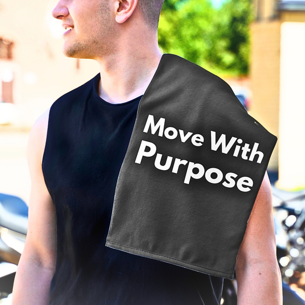 Move With Purpose Rally Towel — Motivational 11x18 Gym & Sports Towel