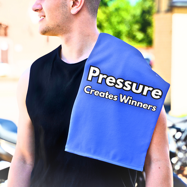 Motivational Rally Towel — "Pressure Creates Winners" (11x18)