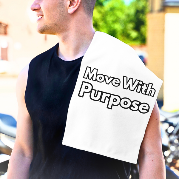 Move With Purpose Rally Towel — Motivational 11x18 Gym & Sports Towel