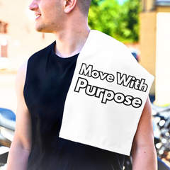 Move With Purpose Rally Towel — Motivational 11x18 Gym & Sports Towel