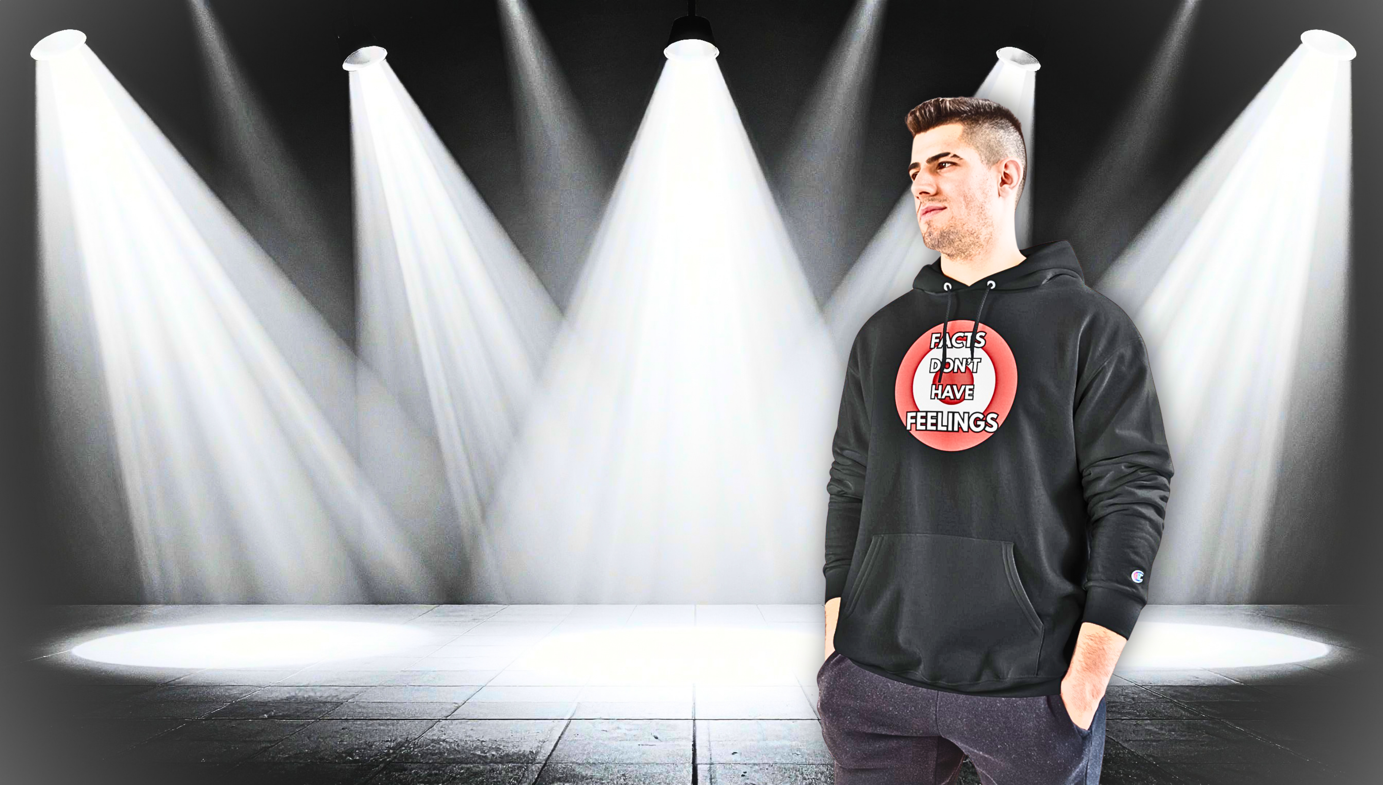 Champion Hoodie – “Facts Don’t Have Feelings” Graphic Hoodie