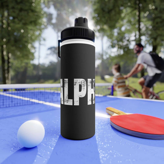 Motivational Stainless Steel Water Bottle - Sports Lid, 'ALPHA' Design