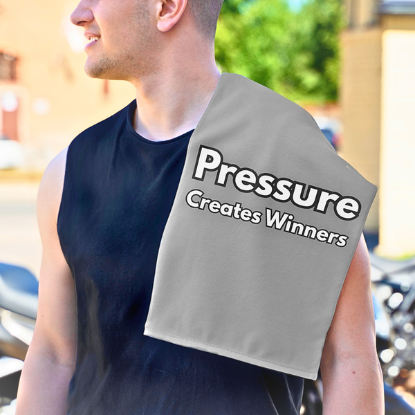 Motivational Rally Towel — "Pressure Creates Winners" (11x18)