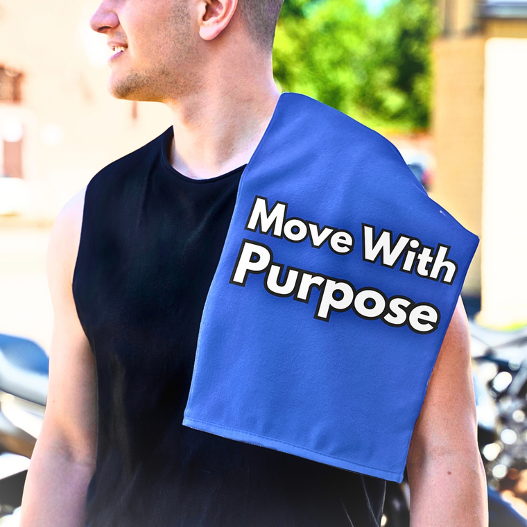 Move With Purpose Rally Towel — Motivational 11x18 Gym & Sports Towel