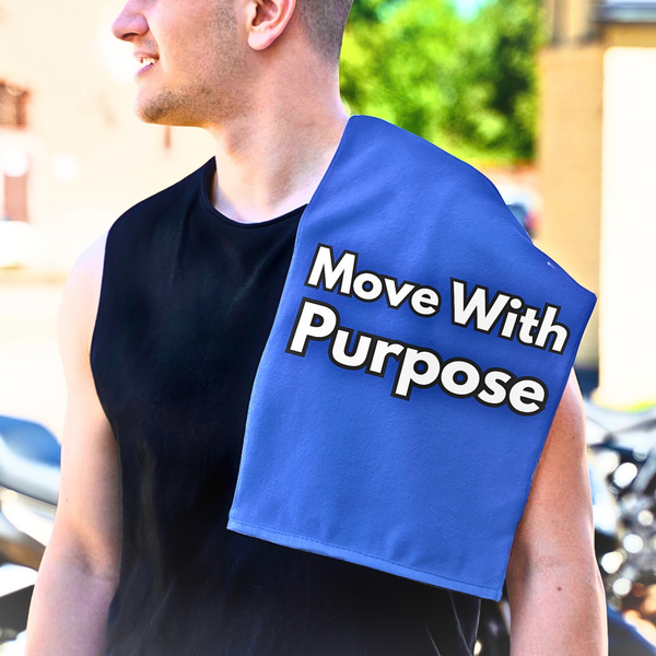 Move With Purpose Rally Towel — Motivational 11x18 Gym & Sports Towel