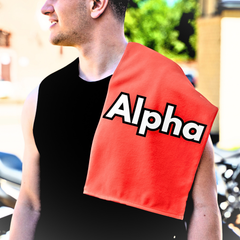 Alpha Rally Towel — 11x18 Spirit Towel with Bold White Logo
