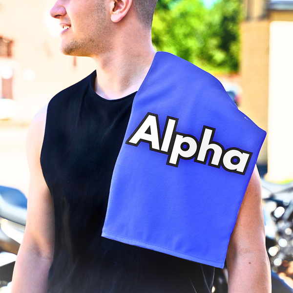 Alpha Rally Towel — 11x18 Spirit Towel with Bold White Logo
