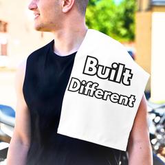 Rally Towel — "Built Different" 11x18 Motivational Sports Towel