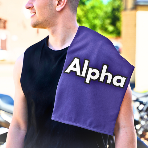 Alpha Rally Towel — 11x18 Spirit Towel with Bold White Logo