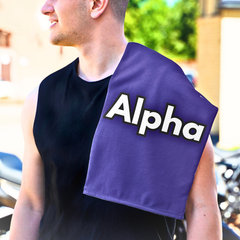 Alpha Rally Towel — 11x18 Spirit Towel with Bold White Logo