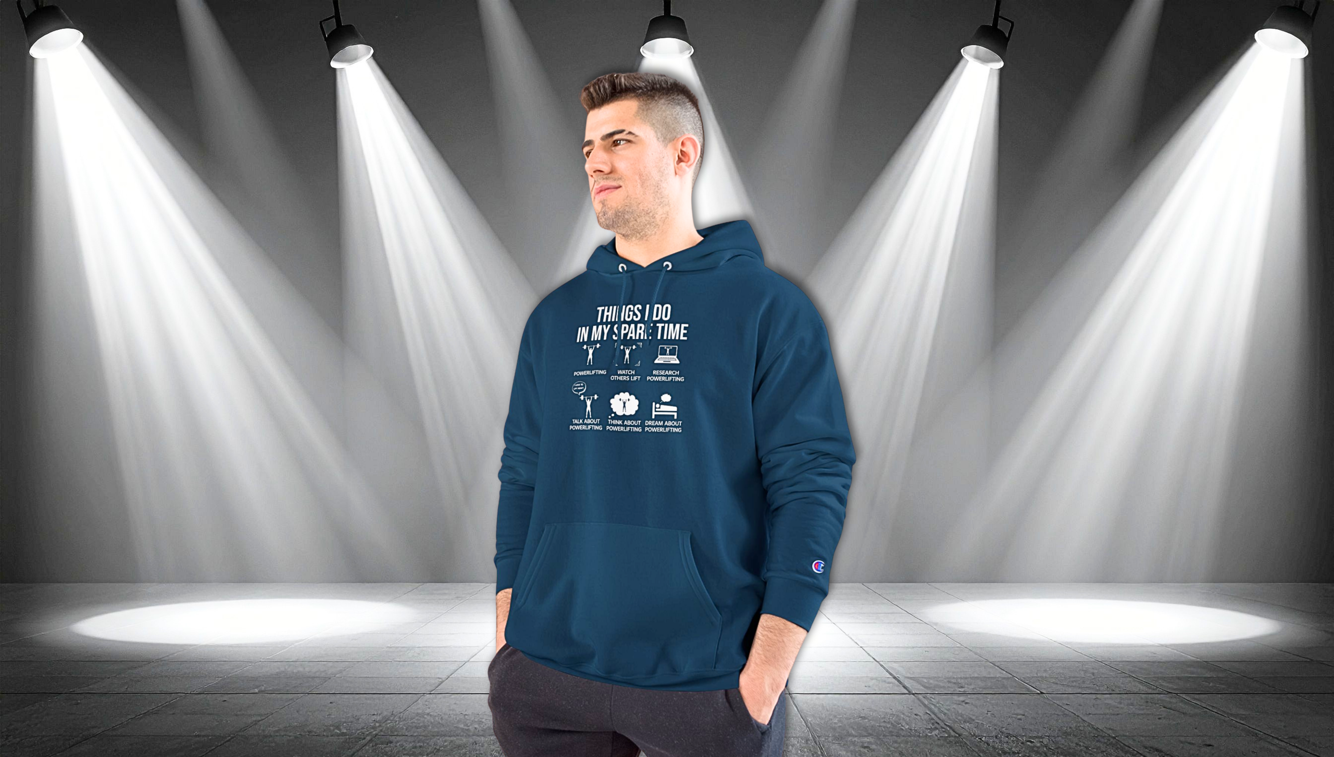 Champion Hoodie — 'Things I Do In My Spare Time' Graphic Hoodie for Casual Athleisure