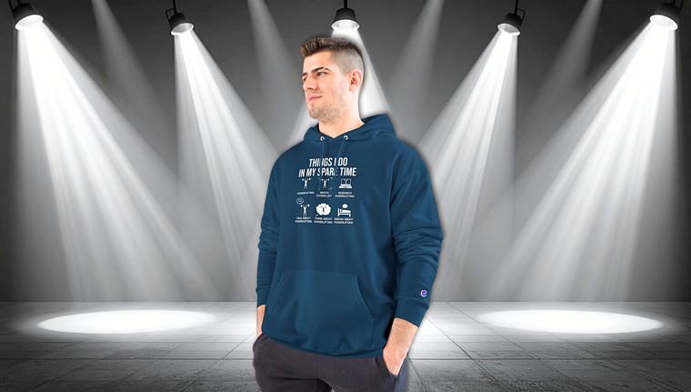 Champion Hoodie — 'Things I Do In My Spare Time' Graphic Hoodie for Casual Athleisure