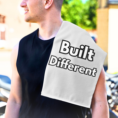 Rally Towel — "Built Different" 11x18 Motivational Sports Towel