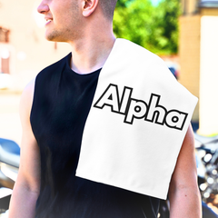 Alpha Rally Towel — 11x18 Spirit Towel with Bold White Logo