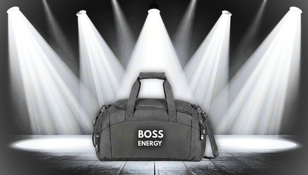 Boss Energy Gym Bag — Black Duffle with Motivational 'BOSS ENERGY' Embroidery