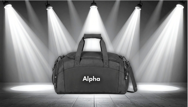 Alpha Embroidered Gym Bag — Durable Sports Duffle with Shoulder Strap