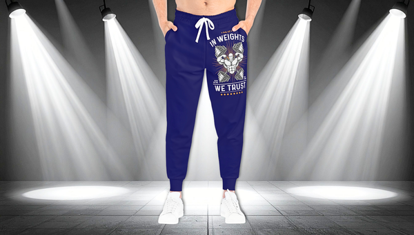Athletic Joggers — “In Weights We Trust” Muscle Gym Joggers