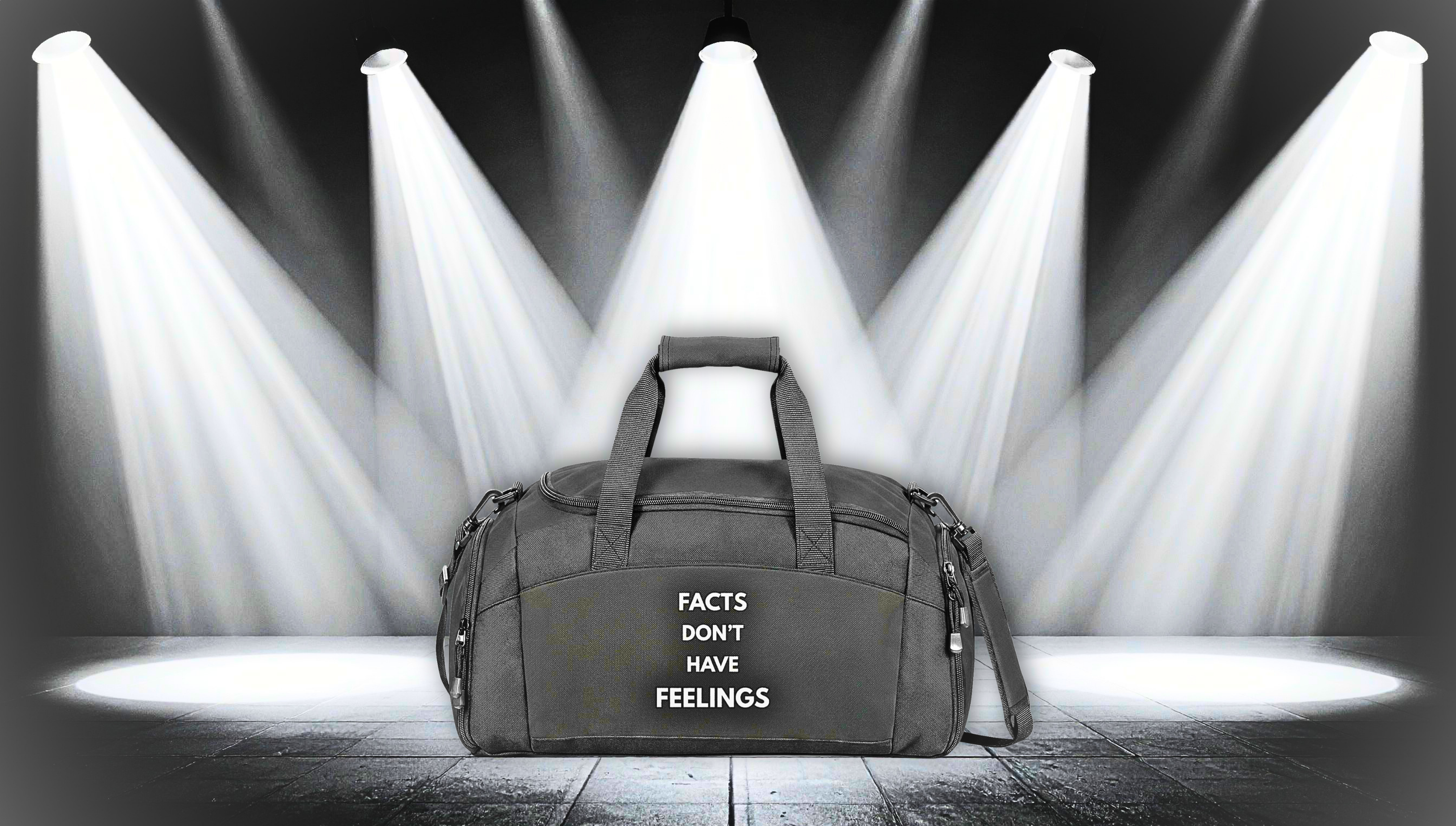 "Facts Don’t Have Feelings" Black Duffle Gym Bag – Motivational Workout Travel Bag
