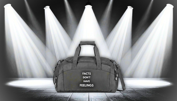 "Facts Don’t Have Feelings" Black Duffle Gym Bag – Motivational Workout Travel Bag
