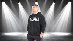 Alpha Hoodie — Distressed Bold Graphic Champion-Style Pullover