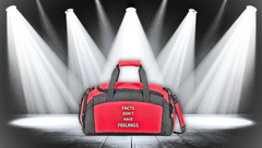 "Facts Don’t Have Feelings" Black Duffle Gym Bag – Motivational Workout Travel Bag