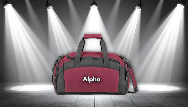 Alpha Embroidered Gym Bag — Durable Sports Duffle with Shoulder Strap