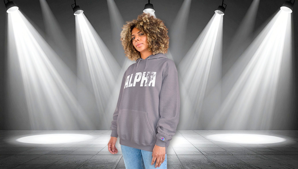 Alpha Hoodie — Distressed Bold Graphic Champion-Style Pullover