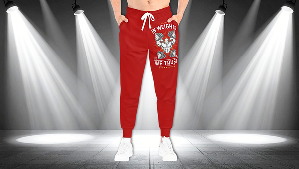 Athletic Joggers — “In Weights We Trust” Muscle Gym Joggers