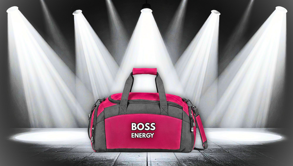 Boss Energy Gym Bag — Black Duffle with Motivational 'BOSS ENERGY' Embroidery