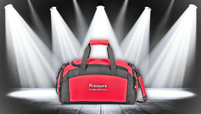 Pressure Creates Winners Gym Bag — Motivational Sports Duffel for Fitness & Travel