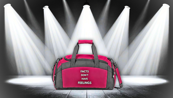 "Facts Don’t Have Feelings" Black Duffle Gym Bag – Motivational Workout Travel Bag
