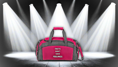 "Facts Don’t Have Feelings" Black Duffle Gym Bag – Motivational Workout Travel Bag