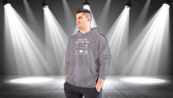 Champion Hoodie — 'Things I Do In My Spare Time' Graphic Hoodie for Casual Athleisure