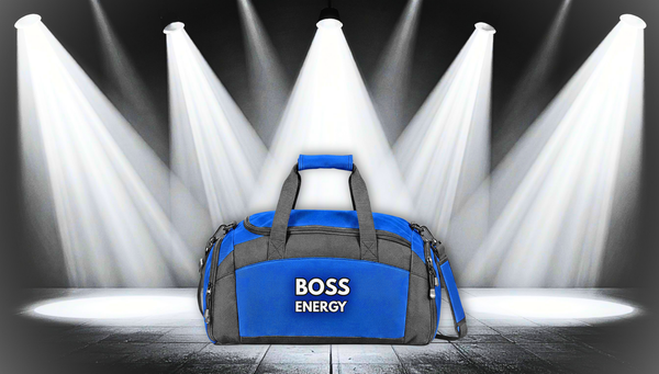 Boss Energy Gym Bag — Black Duffle with Motivational 'BOSS ENERGY' Embroidery