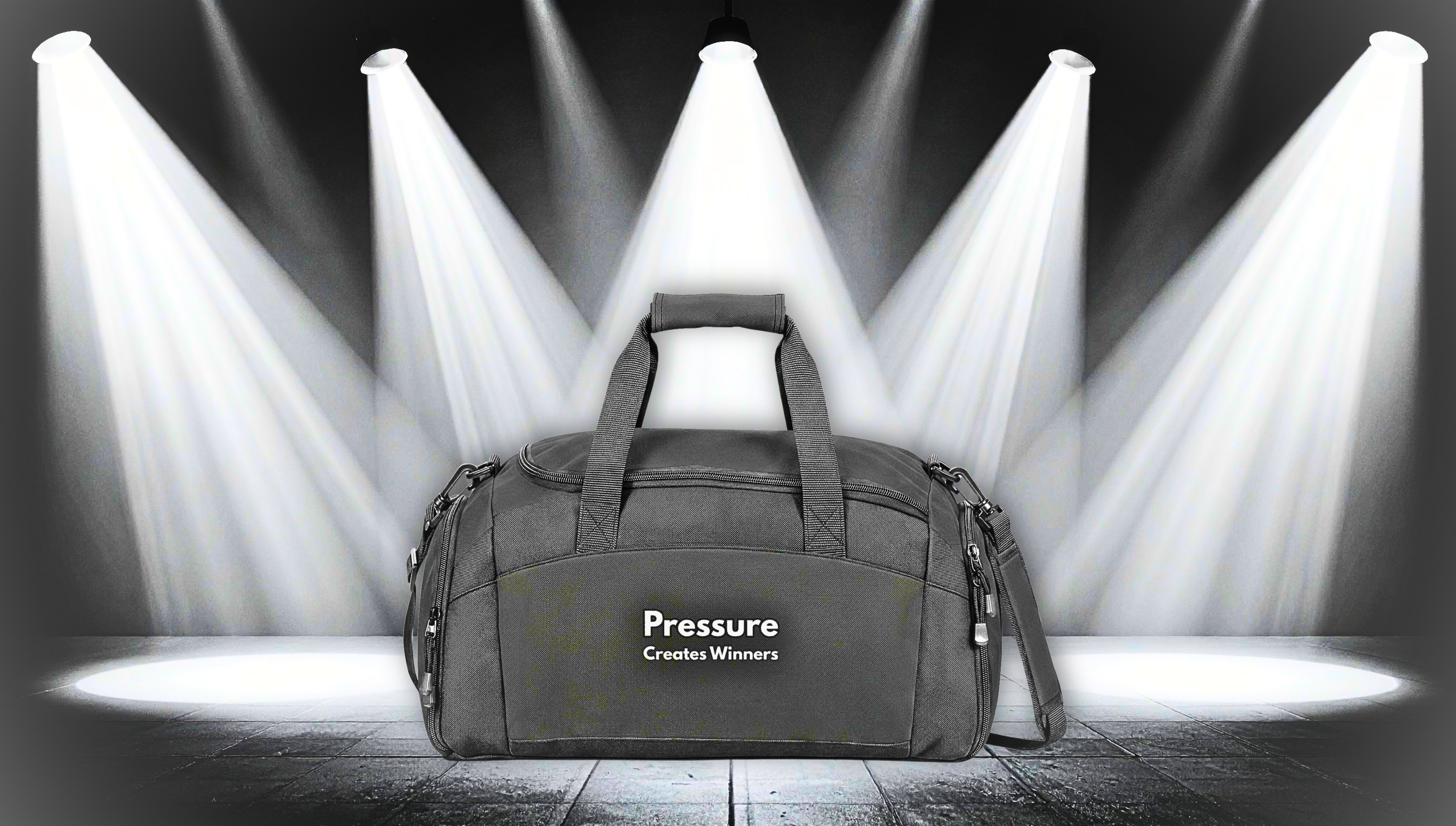 Pressure Creates Winners Gym Bag — Motivational Sports Duffle